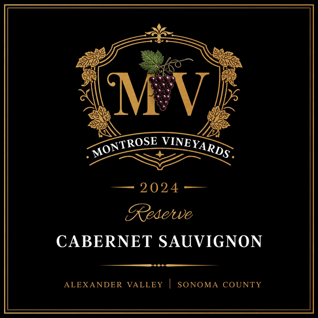 Montrose Vineyards 2024 Reserve Cabernet Sauvignon front label